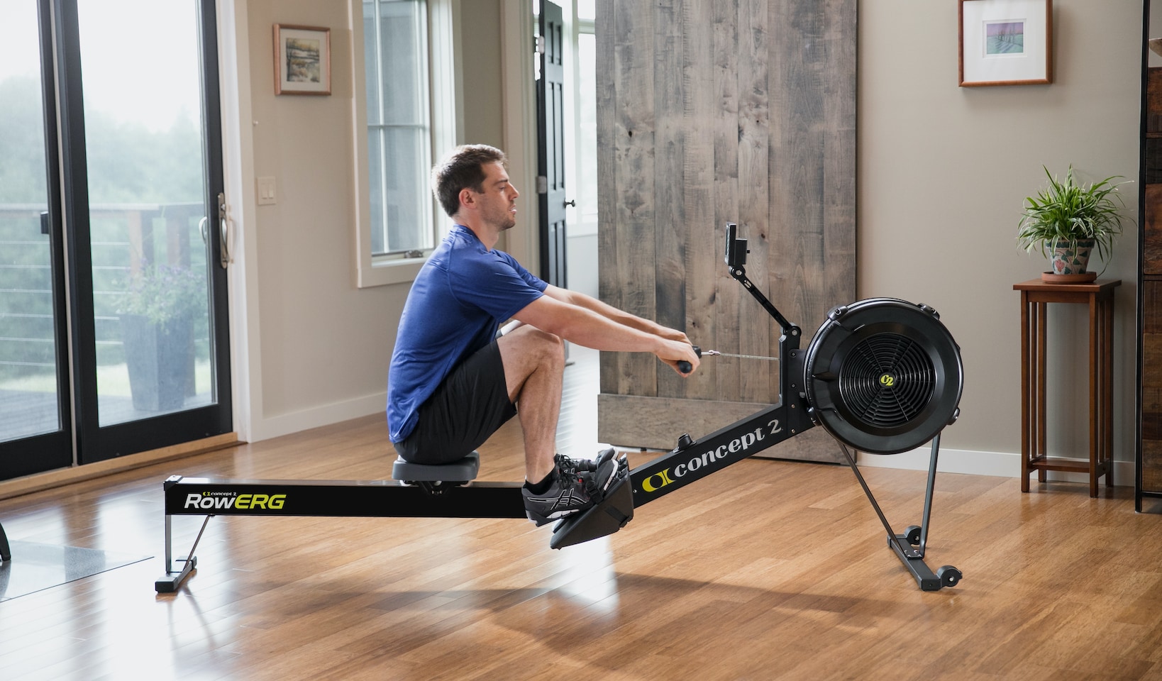 RowErg with male rowing
